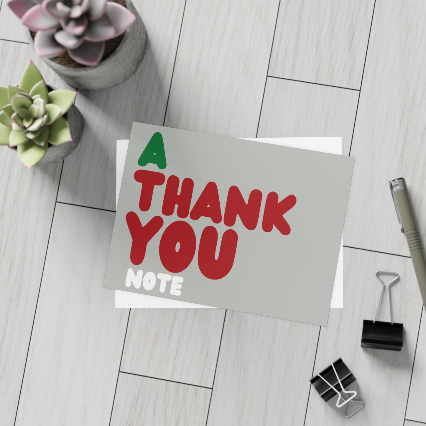 A Holiday Thank You Note in Grey Postcard Set - 2 Sizes Available, Quantities of 10, 30, 50