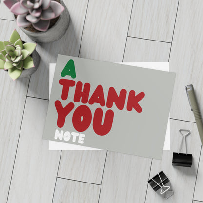 A Holiday Thank You Note in Grey Postcard Set - 2 Sizes Available, Quantities of 10, 30, 50