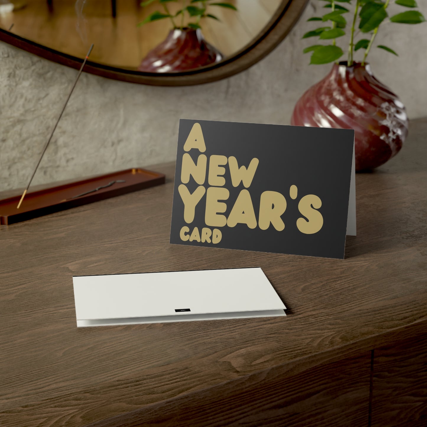 A New Year's Card in Black and Gold Greeting Card Set - 2 Sizes Available, Quantities of 10, 30, 50