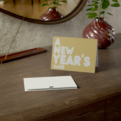 A New Year's Card in Gold and Grey Greeting Card Set - 2 Sizes Available, Quantities of 10, 30, 50