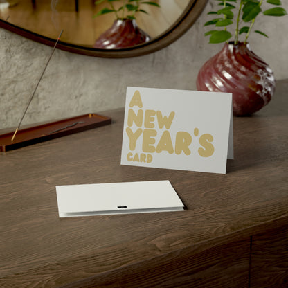 A New Year's Card in Grey and Gold Greeting Card Set - 2 Sizes Available, Quantities of 10, 30, 50