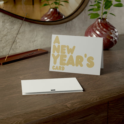 A New Year's Card in Grey and Gold Greeting Card Set - 2 Sizes Available, Quantities of 10, 30, 50