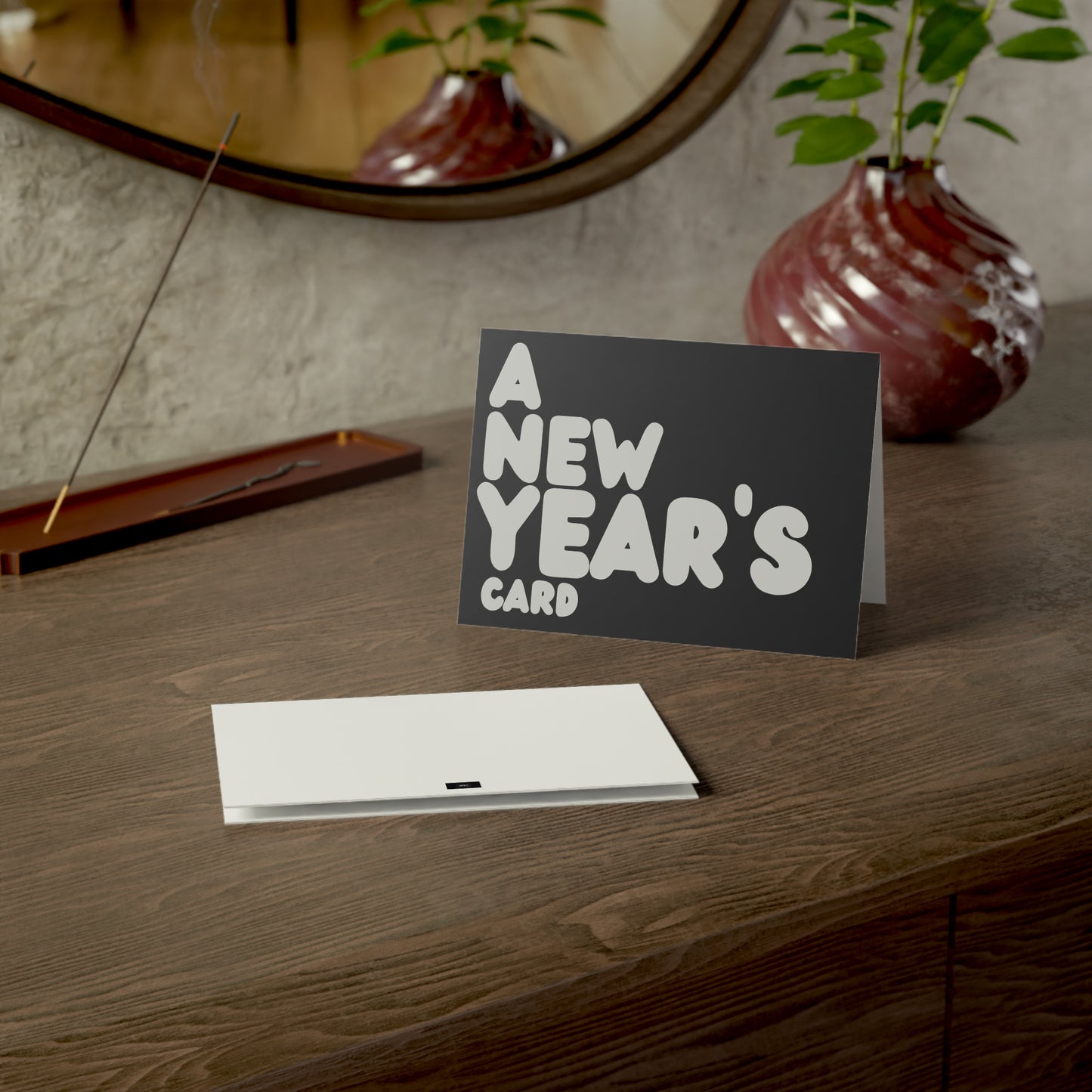 A New Year's Card in Black and Silver Greeting Card Set - 2 Sizes Available, Quantities of 10, 30, 50