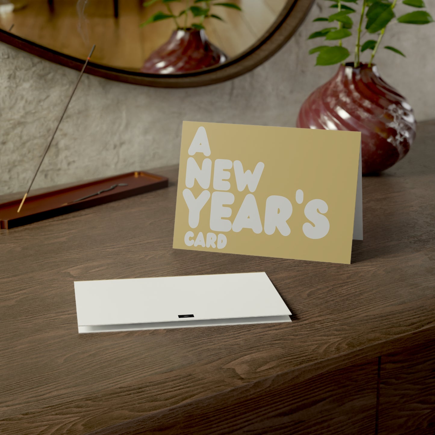 A New Year's Card in Gold and Grey Greeting Card Set - 2 Sizes Available, Quantities of 10, 30, 50