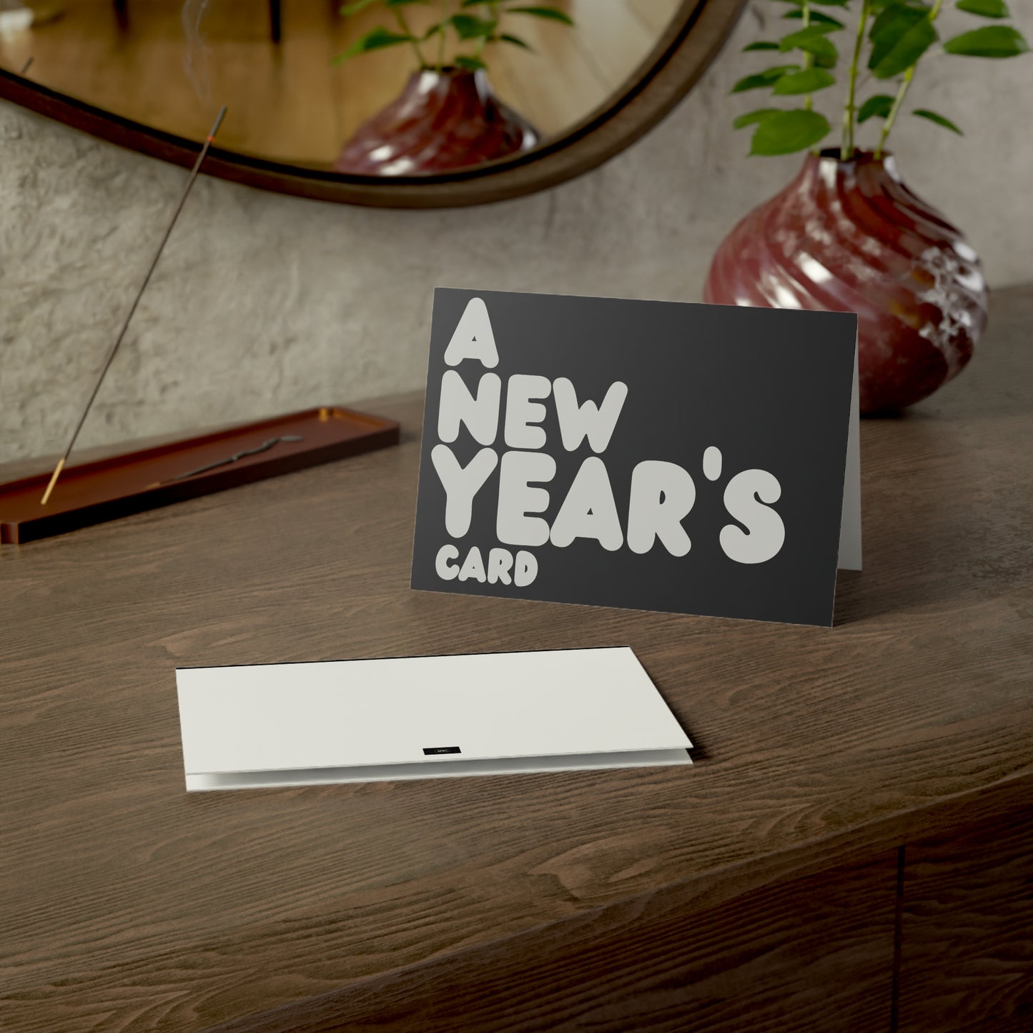 A New Year's Card in Black and Silver Greeting Card Set - 2 Sizes Available, Quantities of 10, 30, 50