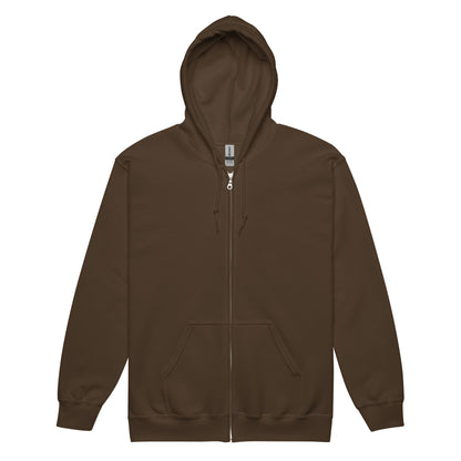 Exhausted in Brown Unisex Zip-Up Hoodie from the APWT Gift Shop front
