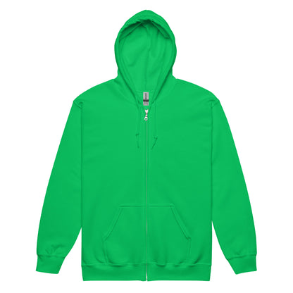 Exhausted in Green Unisex Zip-Up Hoodie from the APWT Gift Shop Front