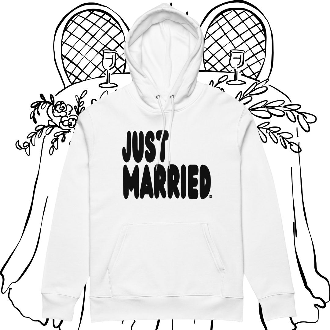 Just Married Premium Unisex White Hoodie