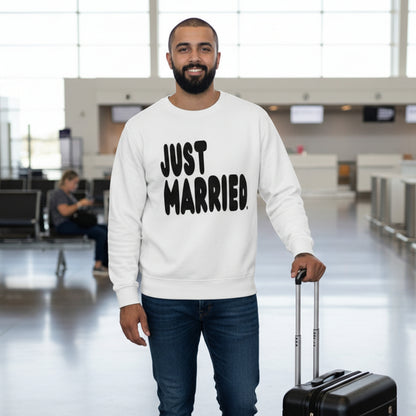 Just Married Premium Unisex Crew Neck White Sweatshirt