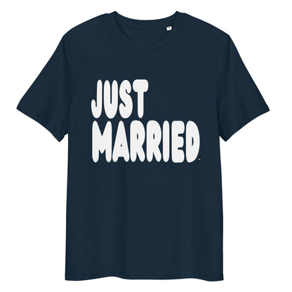 Just Married Premium Unisex T-Shirt in Navy Blue