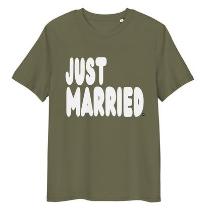 Just Married Premium Unisex T-Shirt in Olive Green