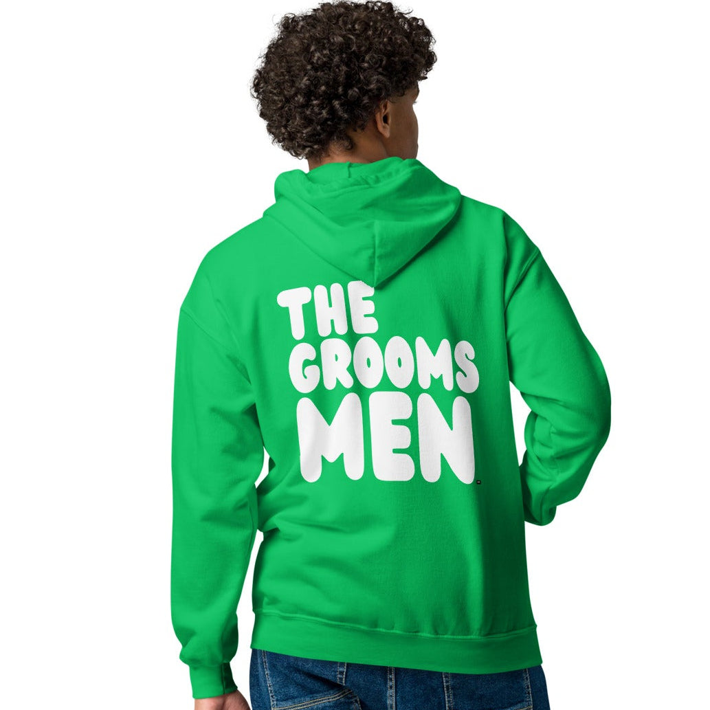 Man modeling The Groomsmen Unisex Zip-Up Hoodie in Green