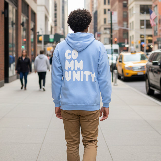 A Community in Sky Blue Unisex Zip-Up Hoodie