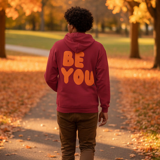 Be You in Apple Red and Orange Unisex Zip-Up Hoodie