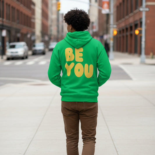 Be You in Green and Yellow Unisex Zip-Up Hoodie