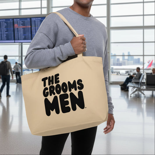 Man wearing The Groomsmen Jumbo Tote Bag