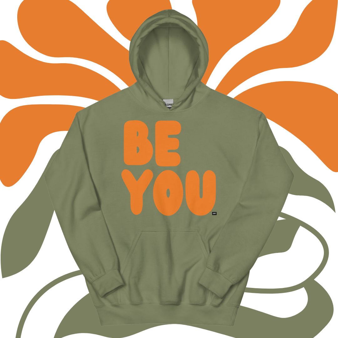 Be You in Olive Green and Orange Unisex Hoodie