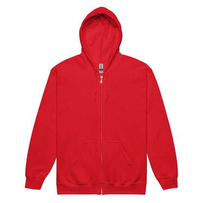 Please Vote in Cautionary Red Unisex Zip-Up Hoodie from the APWT Gift Shop front