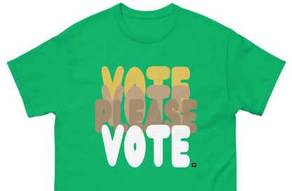 The APWT Gift Shop's Please Vote in Green Spaces Unisex T-Shirt from the APWT Vote Shop - Close Up
