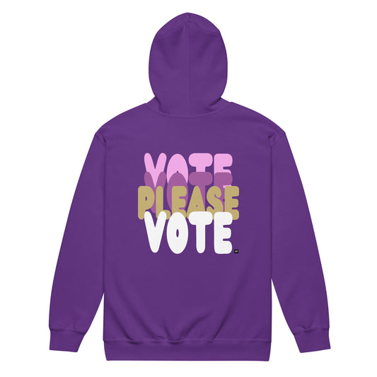 Please Vote in Purple States Unisex Zip-Up Hoodie from the APWT Gift Shop