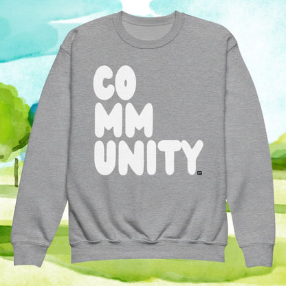 Community Kids in Grey and White Unisex Crew Neck Sweatshirt