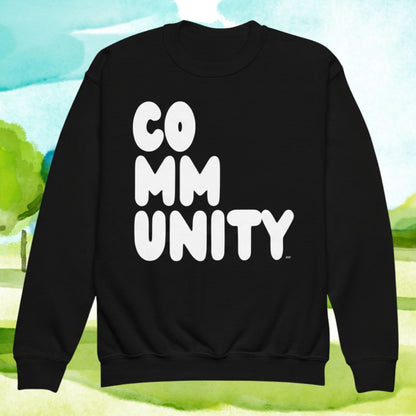 Community Kids in Black and White Unisex Crew Neck Sweatshirt
