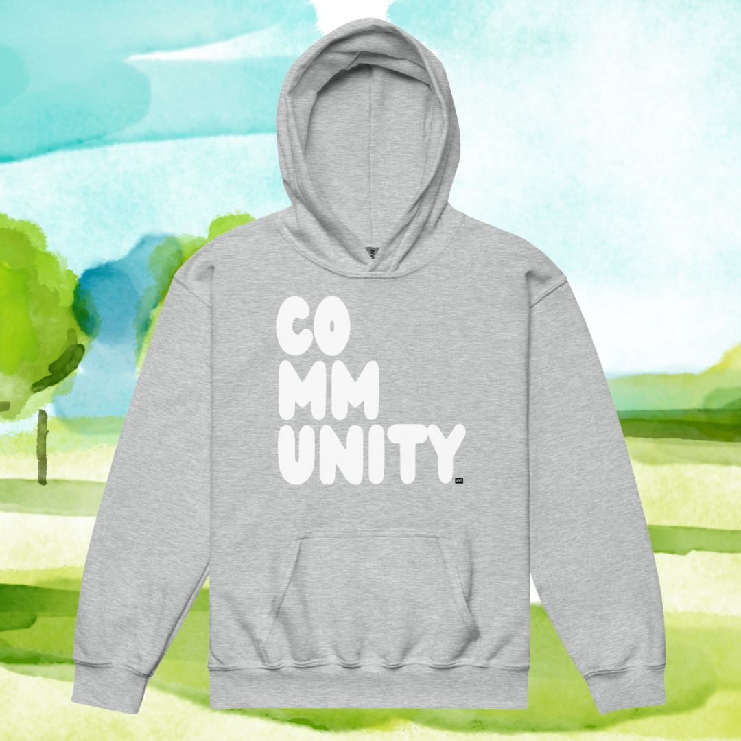 Community Kids in Grey and White Unisex Hoodie