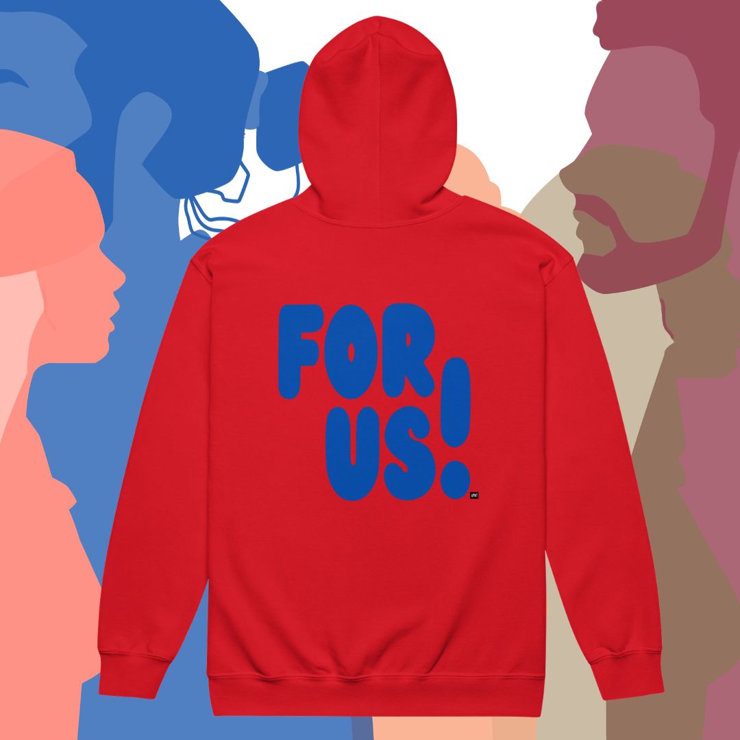 For Us in Red and Blue Unisex Zip-Up Hoodie