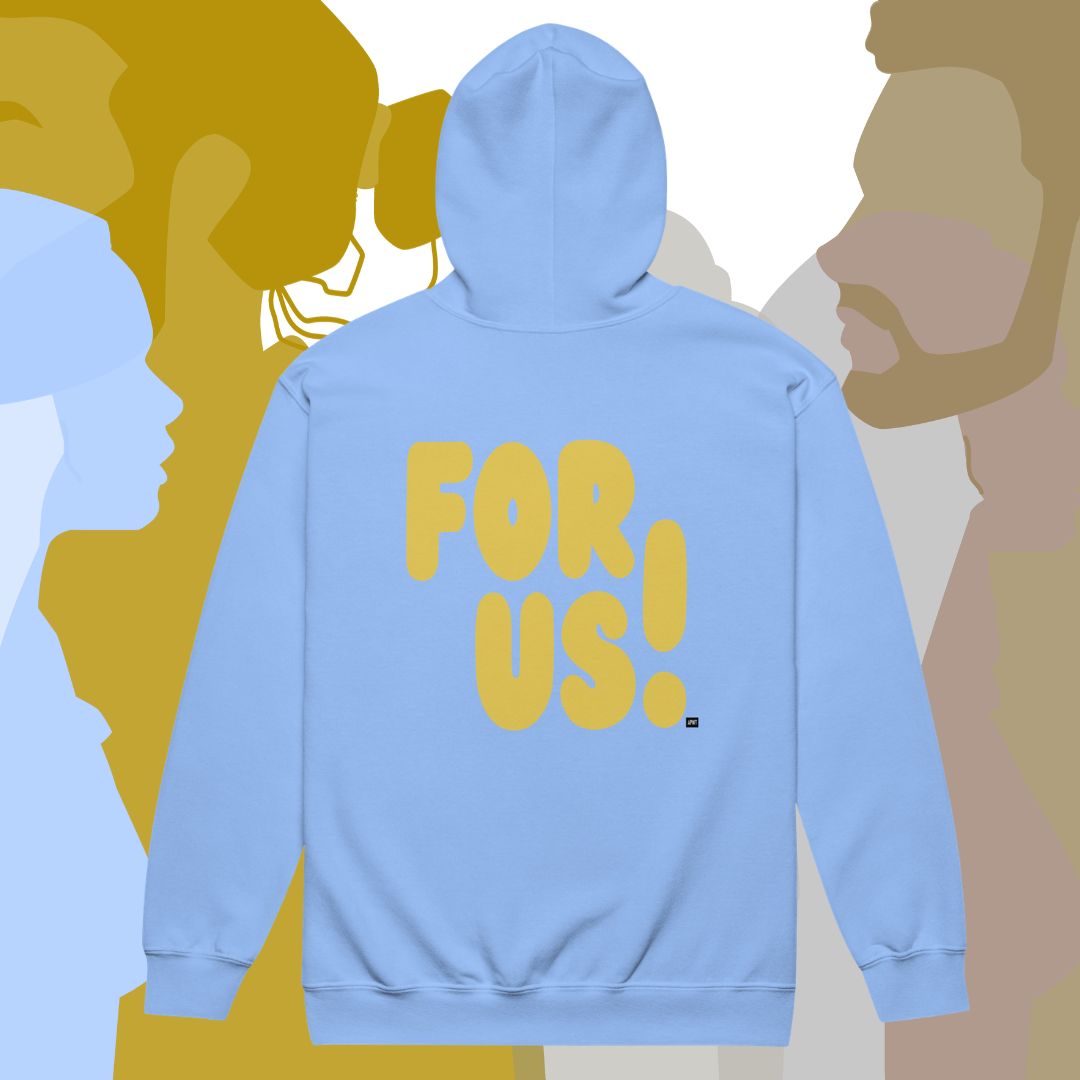 For Us in Light Blue and Yellow Unisex Zip-Up Hoodie