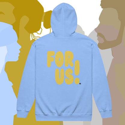 For Us in Light Blue and Yellow Unisex Zip-Up Hoodie