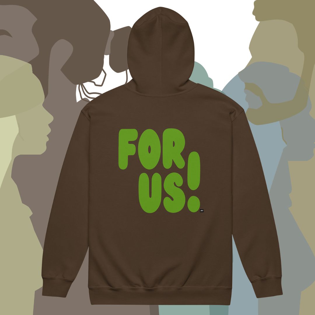 For Us in Green and Brown Unisex Zip-Up Hoodie