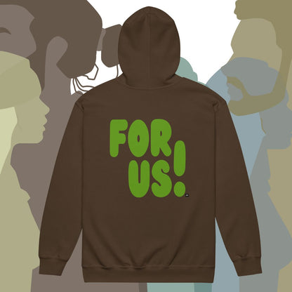 For Us in Green and Brown Unisex Zip-Up Hoodie