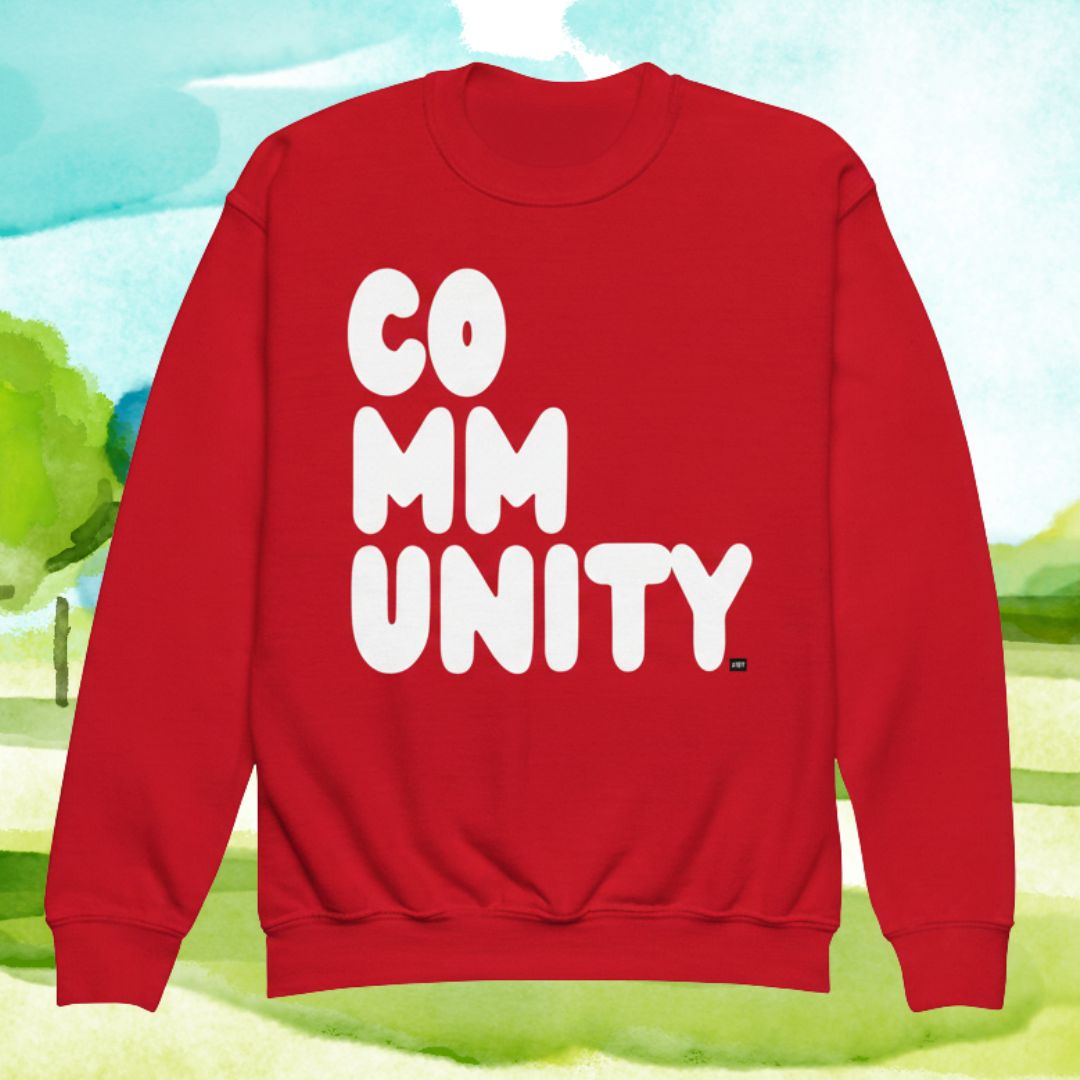 Community Kids in Balloon Red Unisex Crew Neck Sweatshirt