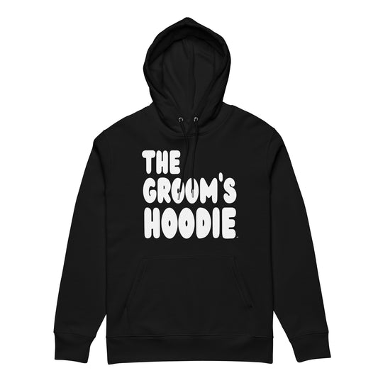 The Groom's Hoodie Premium Unisex Hoodie in black from the APWT Gift Shop
