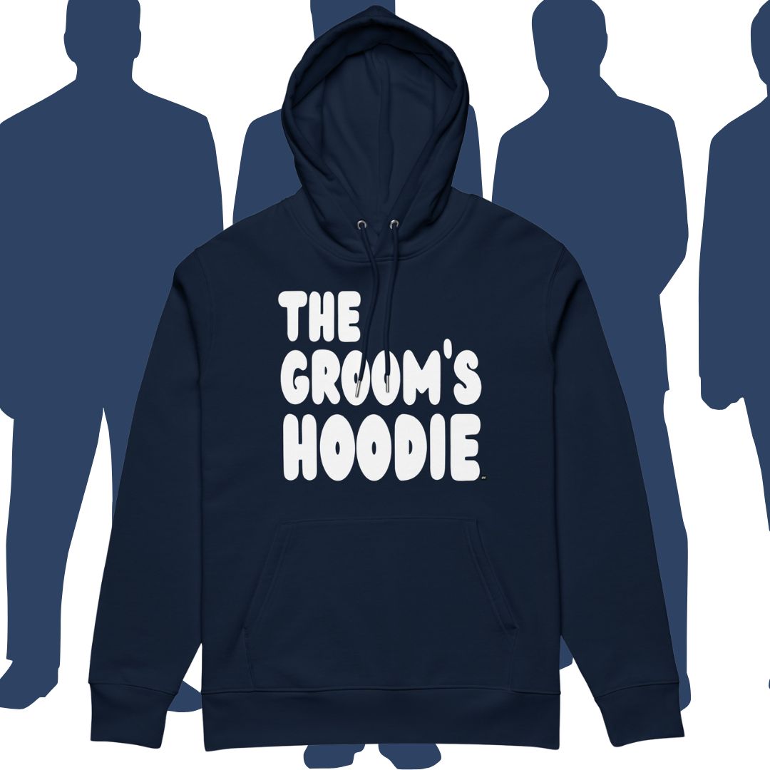 The Groom's Hoodie in Navy Blue Premium Unisex Hoodie Listing Image