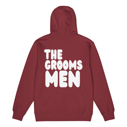 The Groomsmen Premium Unisex Zip-Up Hoodie in Burgundy Flat