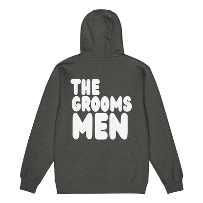 The Groomsmen Premium Unisex Zip-Up Hoodie in Dark Grey Flat