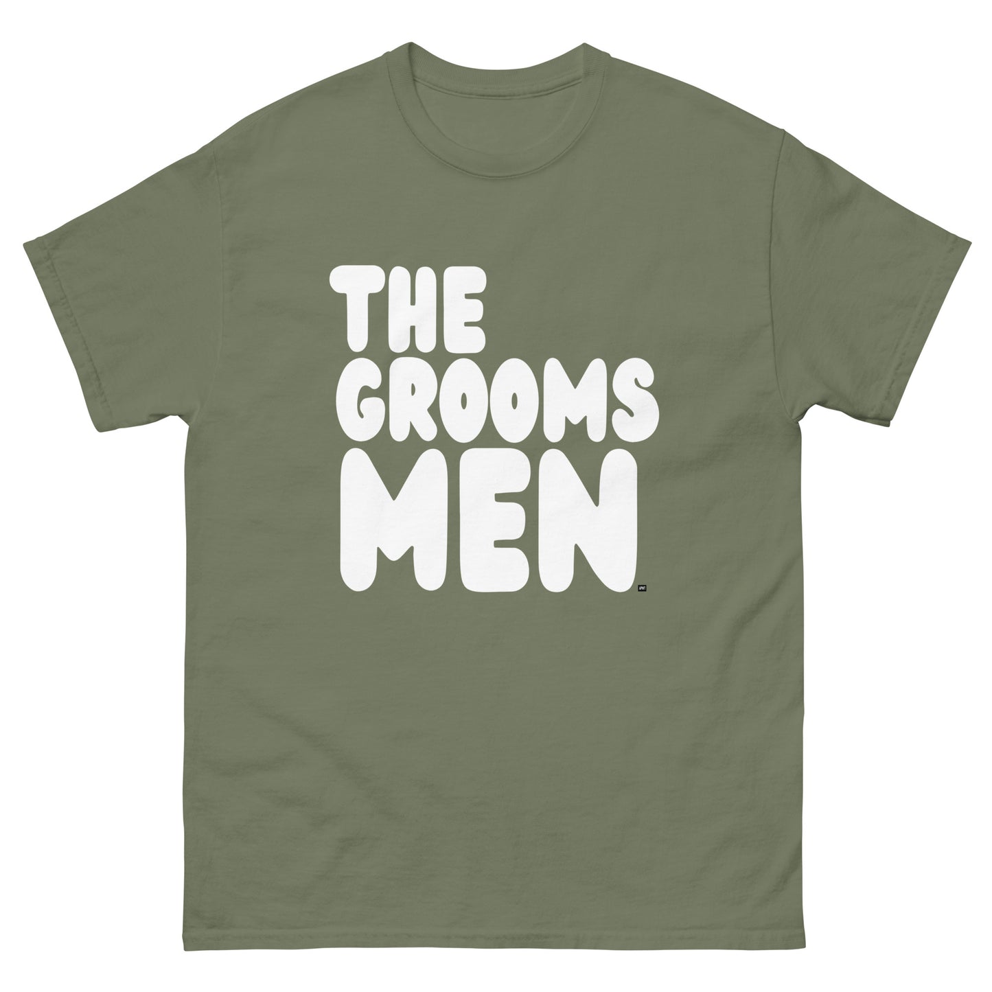 The Groomsmen Unisex T-Shirt in  Olive Green from the APWT Gift Shop