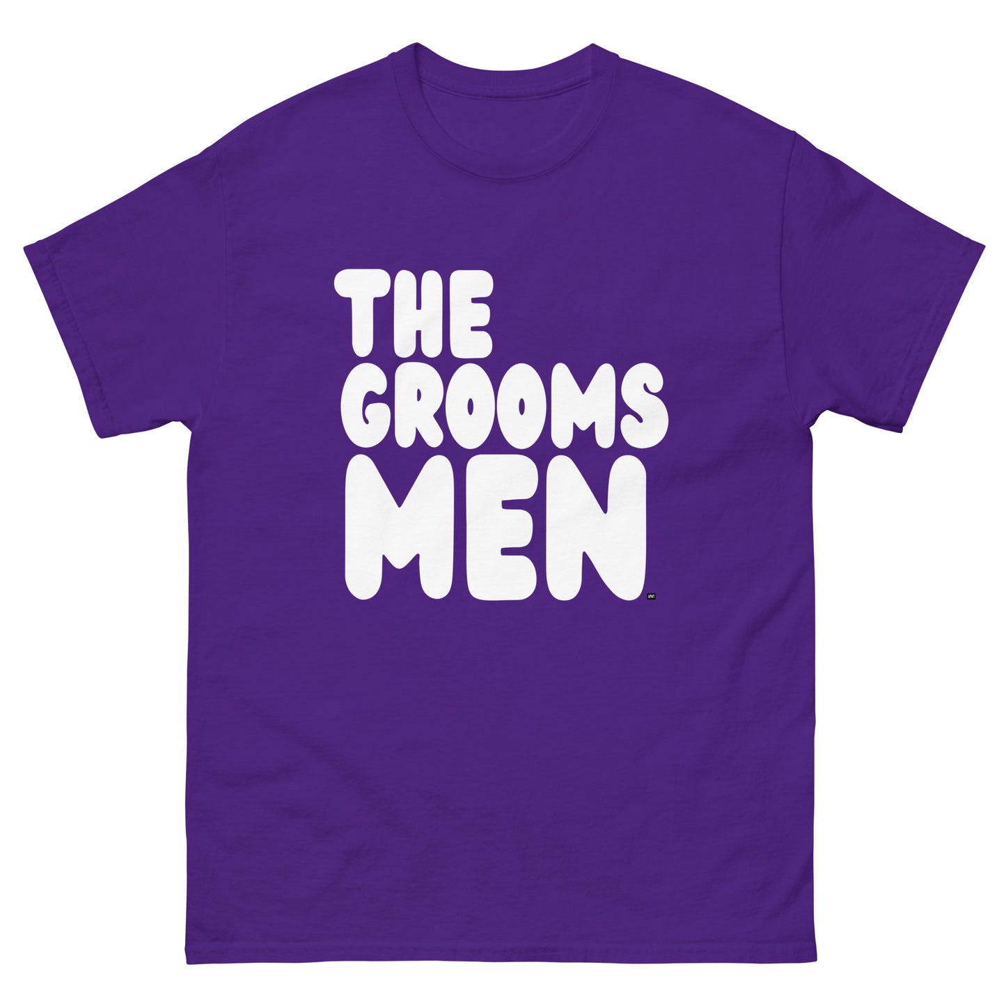 The Groomsmen Unisex T-Shirt in Purple from the APWT Gift Shop