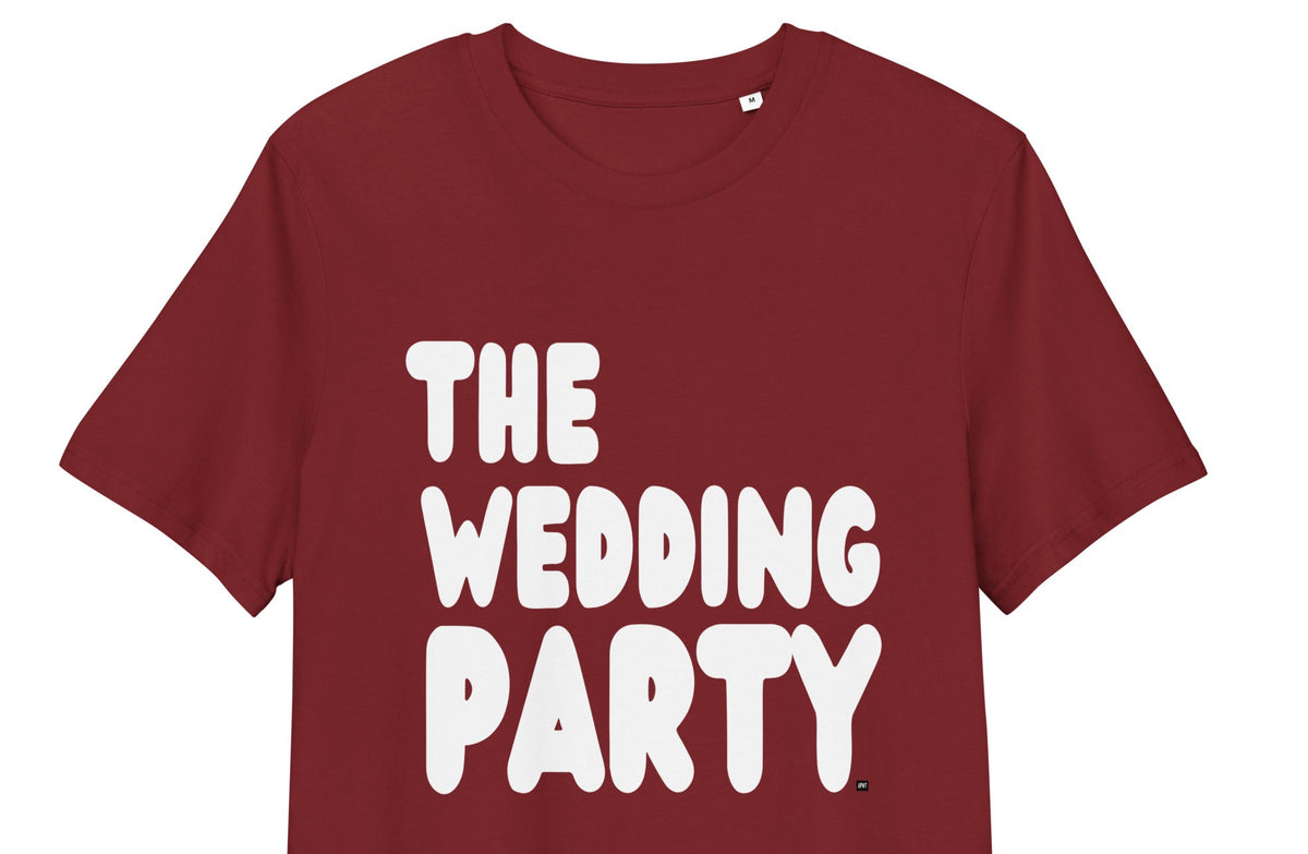 The Wedding Party Premium Unisex T-Shirt in Burgundy from the APWT Gift Shop