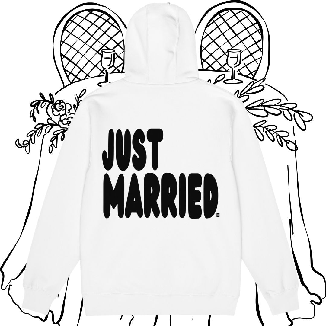 Just Married Premium Unisex White Zip-Up Hoodie