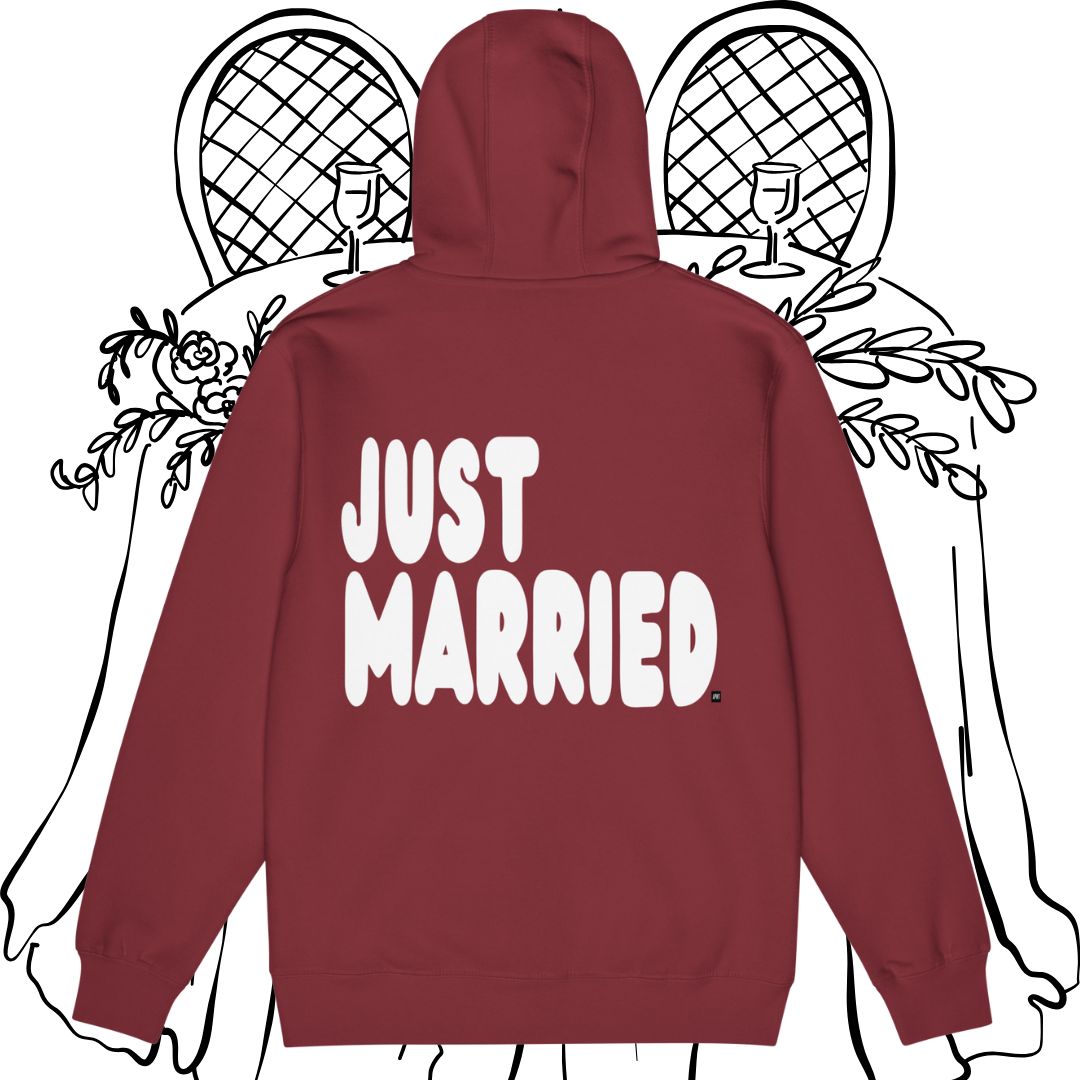Just Married Premium Unisex Zip-Up Hoodie - Available in Assorted Colors