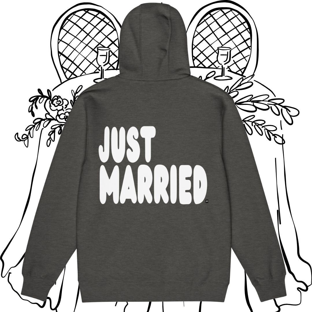 Just Married Premium Unisex Zip-Up Hoodie - Available in Assorted Colors