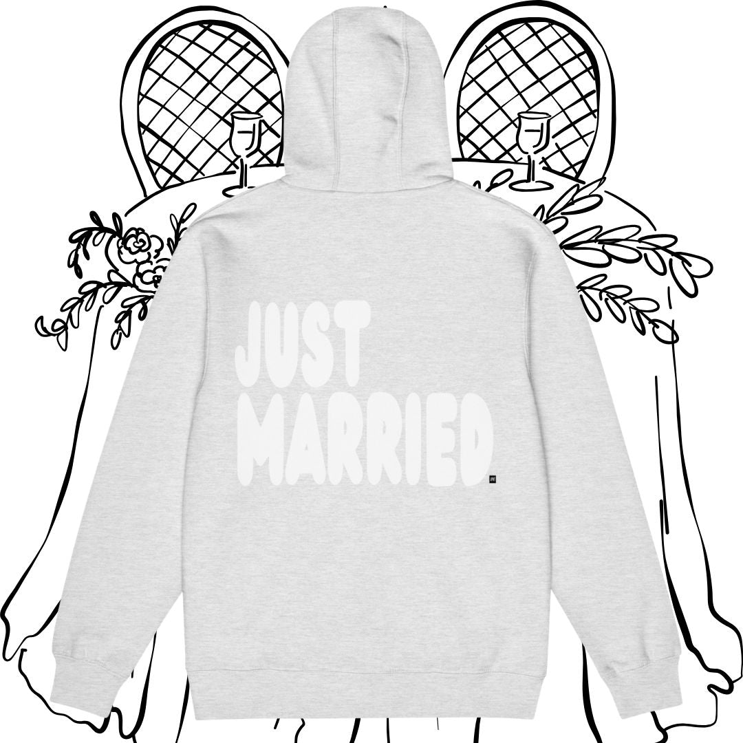 Just Married Premium Unisex Zip-Up Hoodie - Available in Assorted Colors