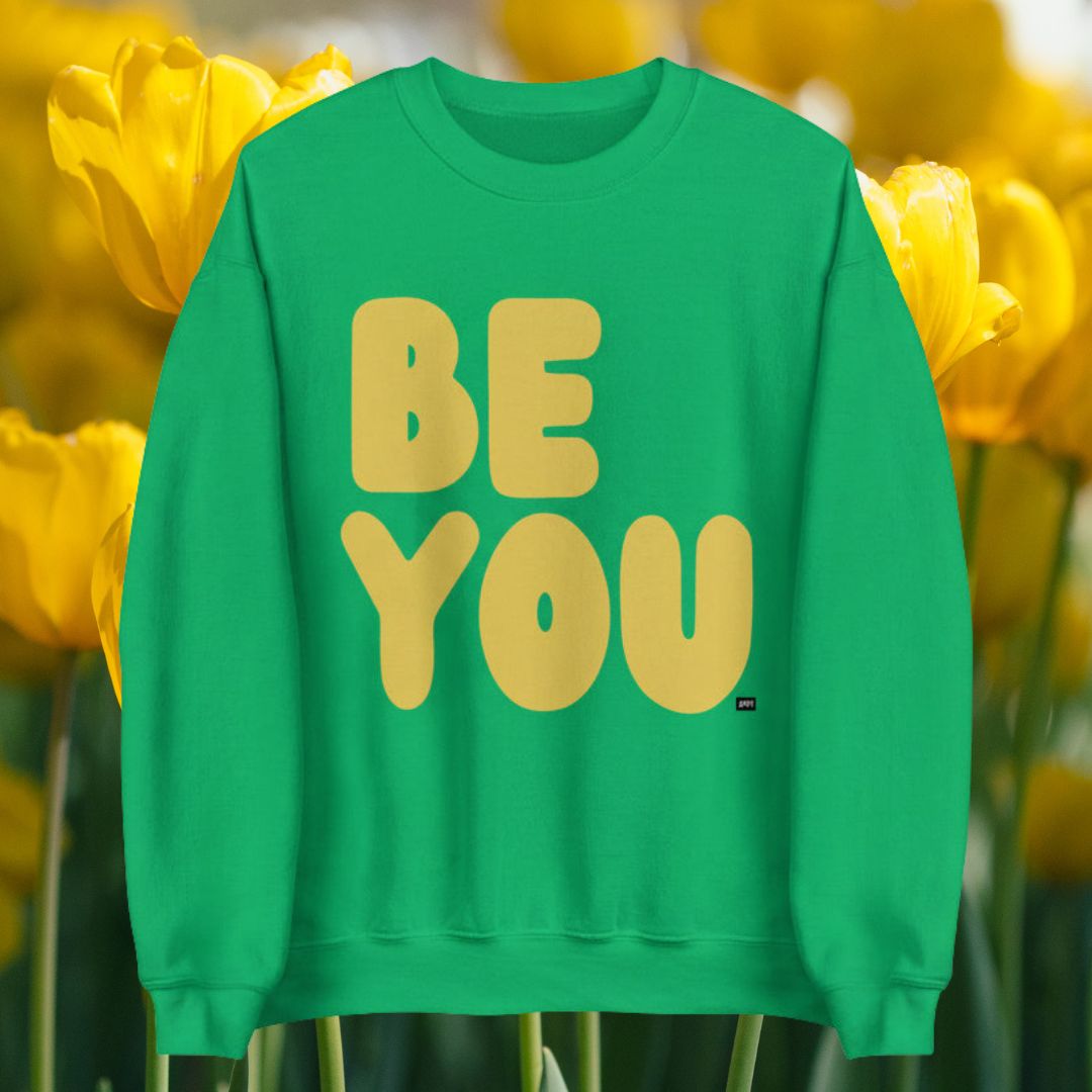 Be You in Green and Yellow Unisex Crew Neck Sweatshirt