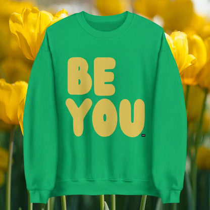 Be You in Green and Yellow Unisex Crew Neck Sweatshirt