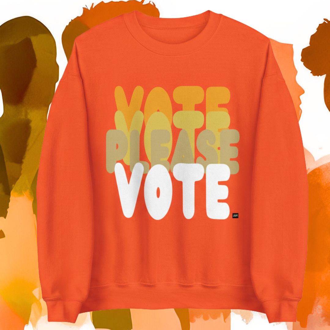 Please Vote in Safety Cone Orange Unisex Crew Neck Sweatshirt