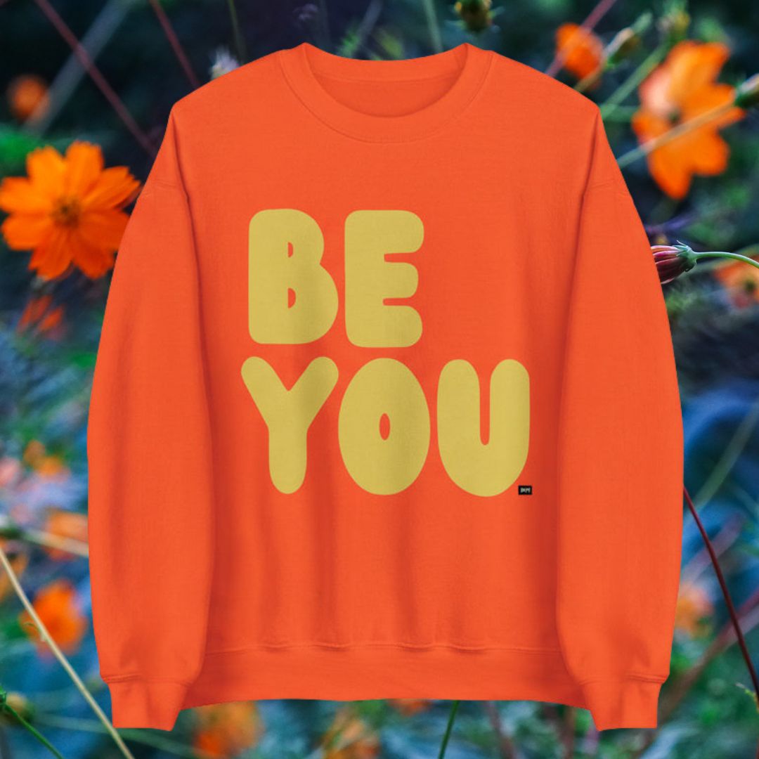 Be You in Orange and Yellow Unisex Crew Neck Sweatshirt