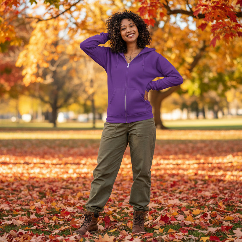 A Community in Purple Flowers Unisex Zip-Up Hoodie