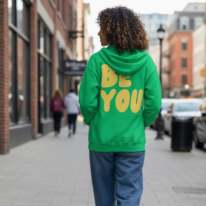 Be You in Green and Yellow Unisex Zip-Up Hoodie
